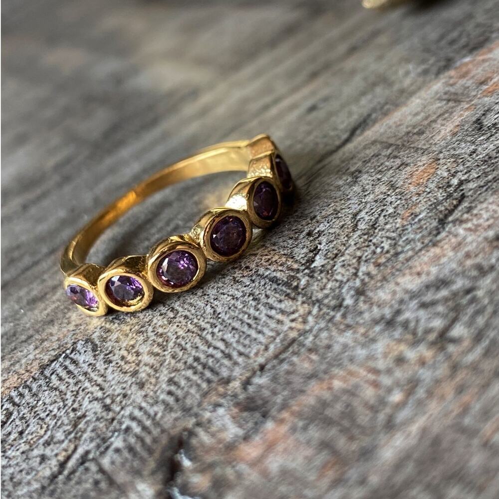 NEW Gold & Purple Zirconium Gemstone Statement Ring - Picture 11 of 16